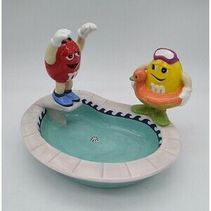 M & M's Ceramic Swimming Pool w/ Diving Board Shaped Candy Dish By Mars